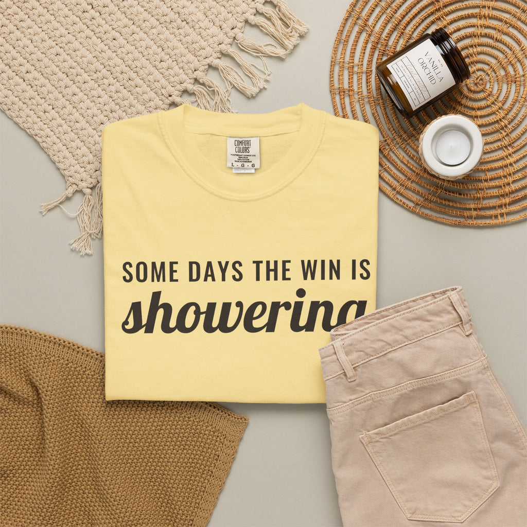 Mental Health Gift Shirt - Some Days the Win is Showering Tee