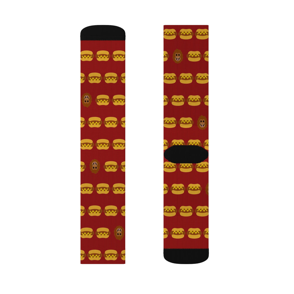Hot dog socks by Slow Sunday Tees - The Full Roster all-over print with hidden Otis heads