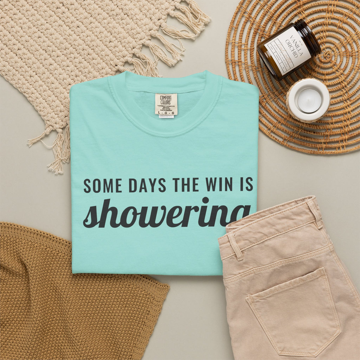 Mental Health Gift Shirt - Some Days the Win is Showering Tee