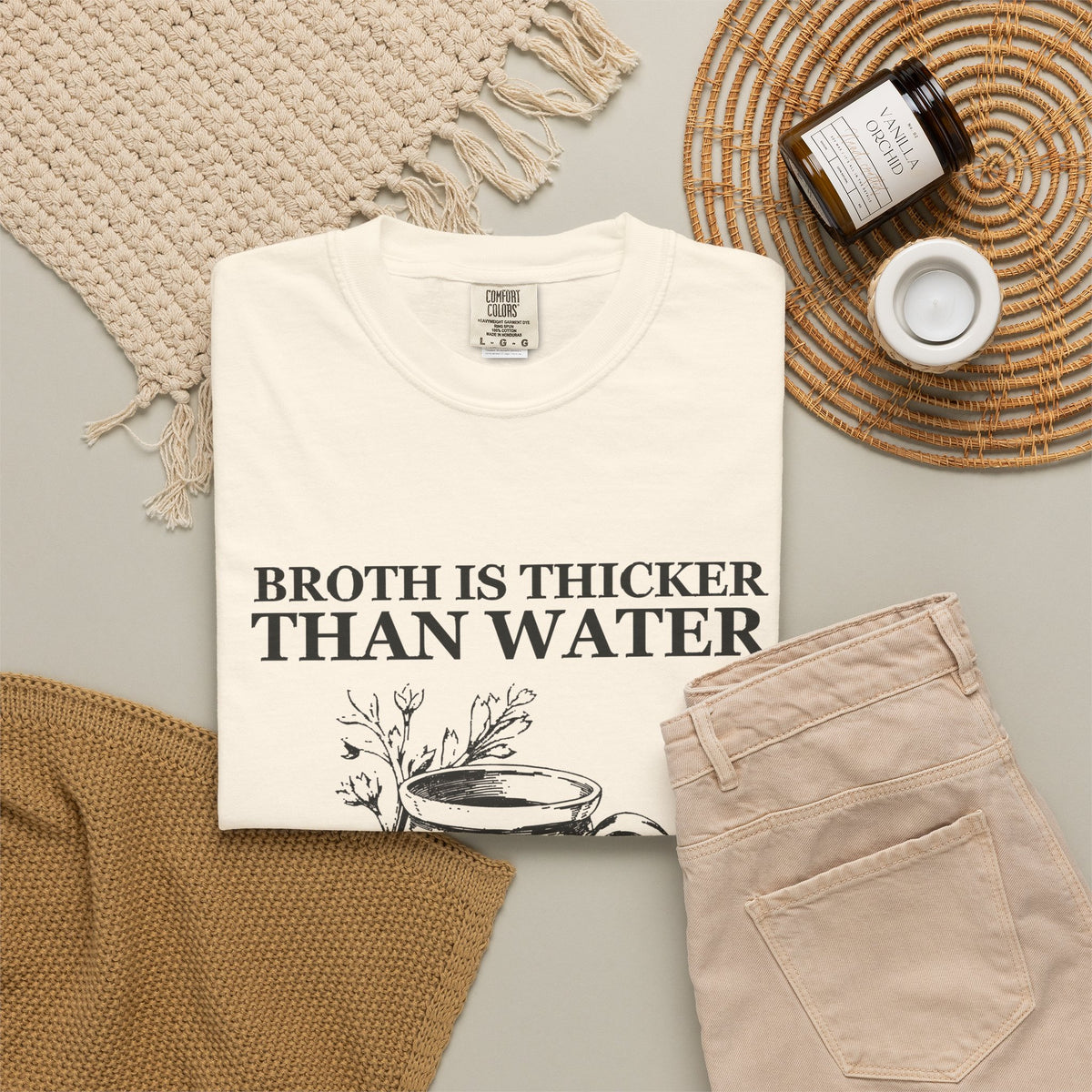 Dark Academia Foodie Fall Shirt - Broth Is Thicker Than Water Tee