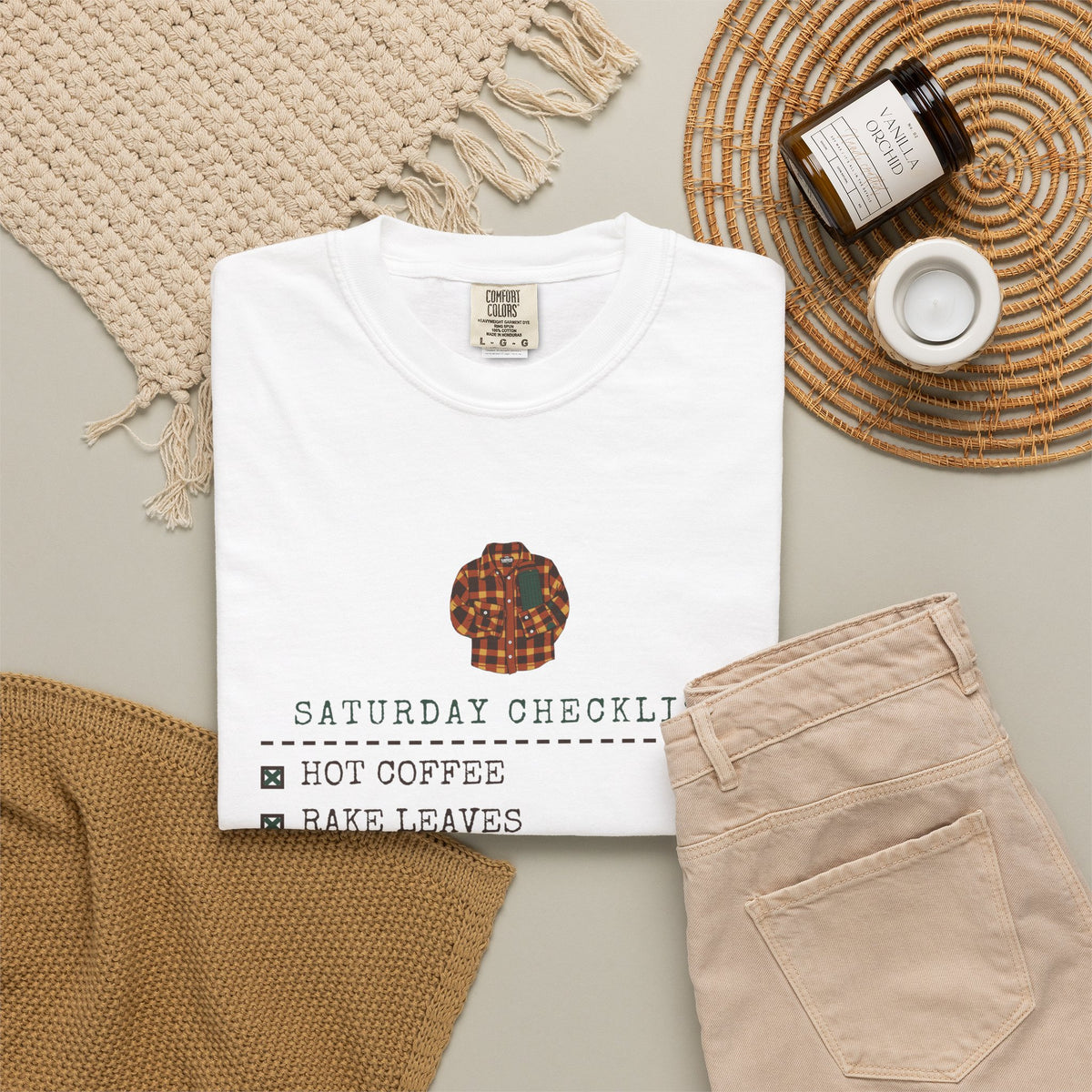 Fall Shirt - Saturday Checklist Hot Coffee Rake Leaves Tee