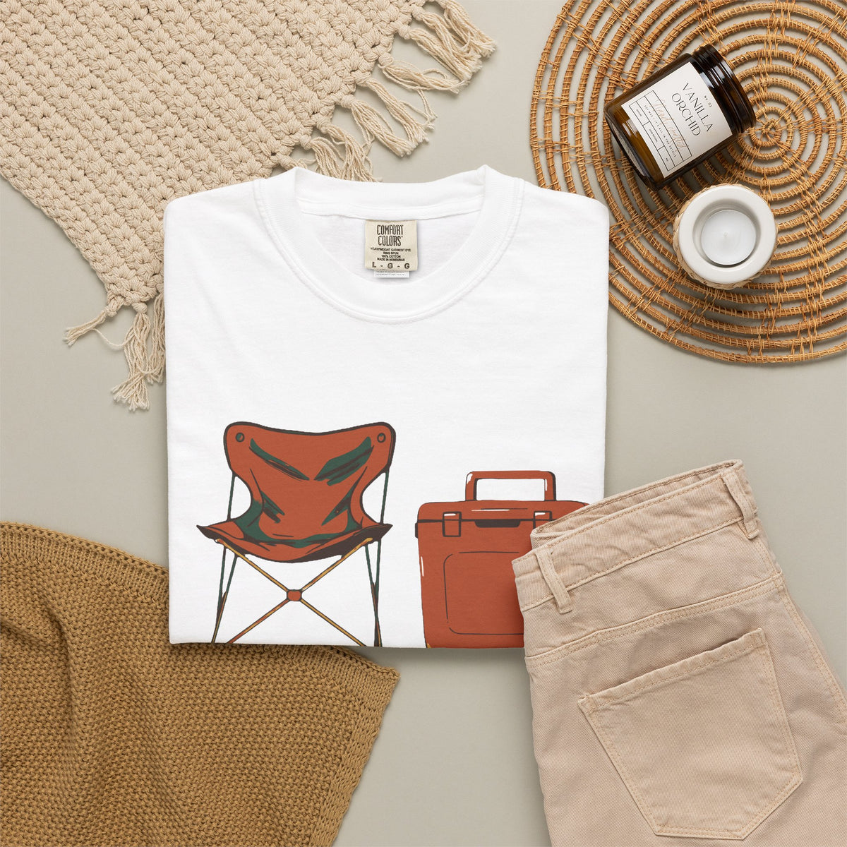 Tailgate Snacks Tee - Retro Camping Chair Cooler Graphic
