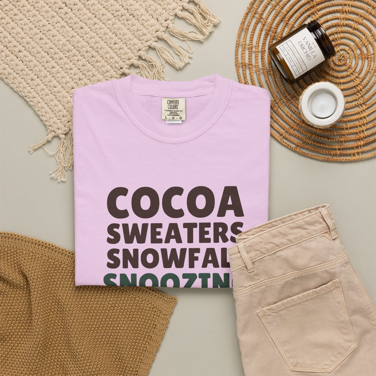 Cozy Christmas Shirt - Cocoa Sweaters Snowfall Snoozing Tee