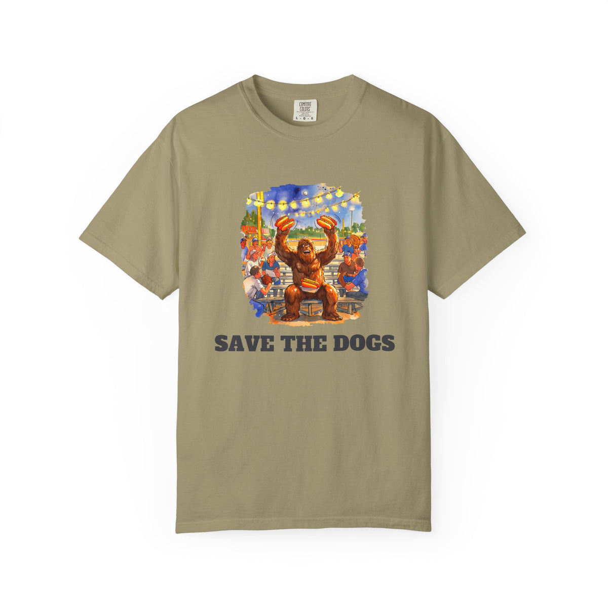 Save The Dogs funny baseball hot dog tee by Slow Sunday Tees - Comfort Colors unisex tee