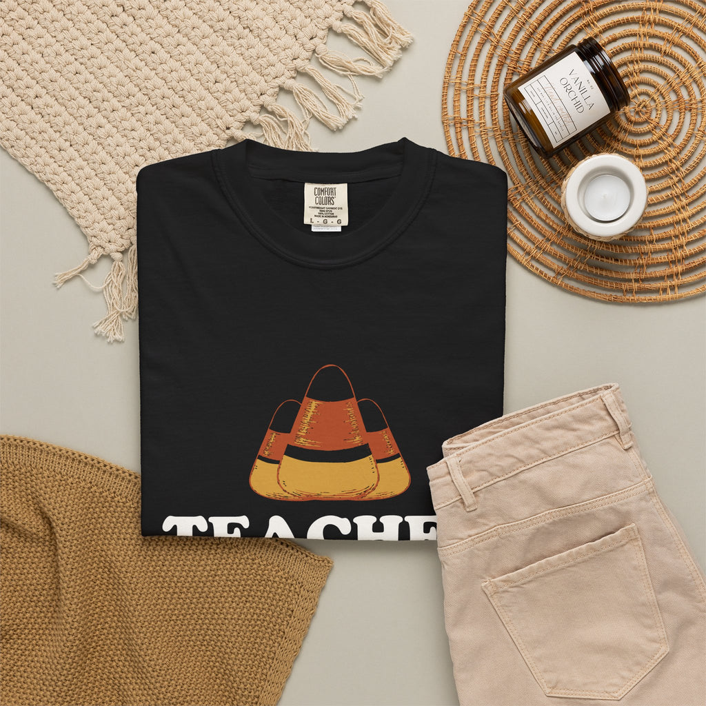 Teacher Halloween Shirt - Teacher Surviving Entirely on Candy Corn