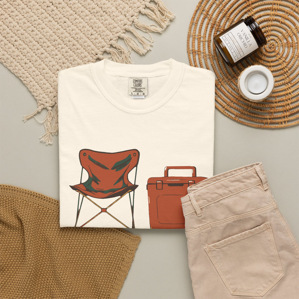 Tailgate Snacks Tee - Retro Camping Chair Cooler Graphic