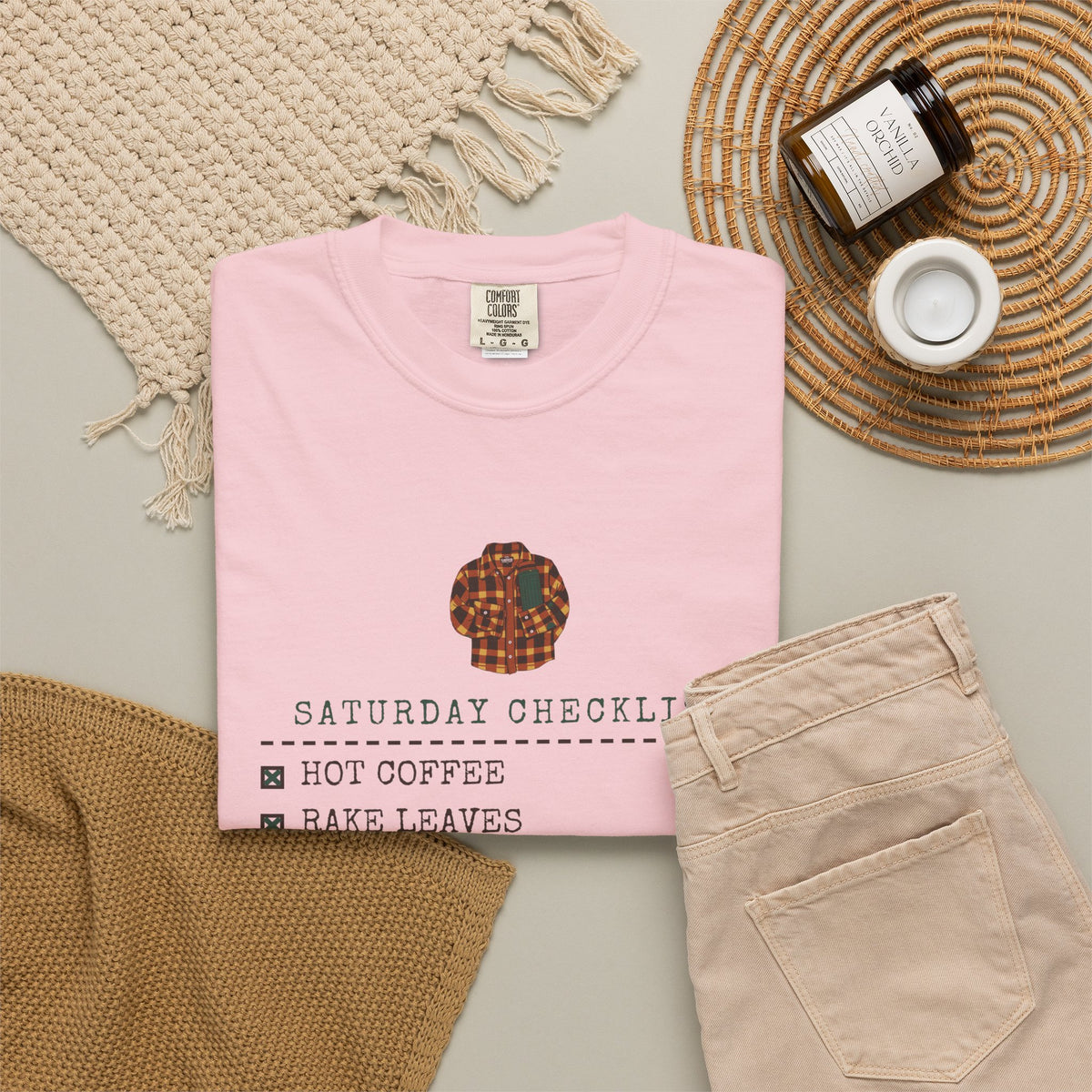 Fall Shirt - Saturday Checklist Hot Coffee Rake Leaves Tee