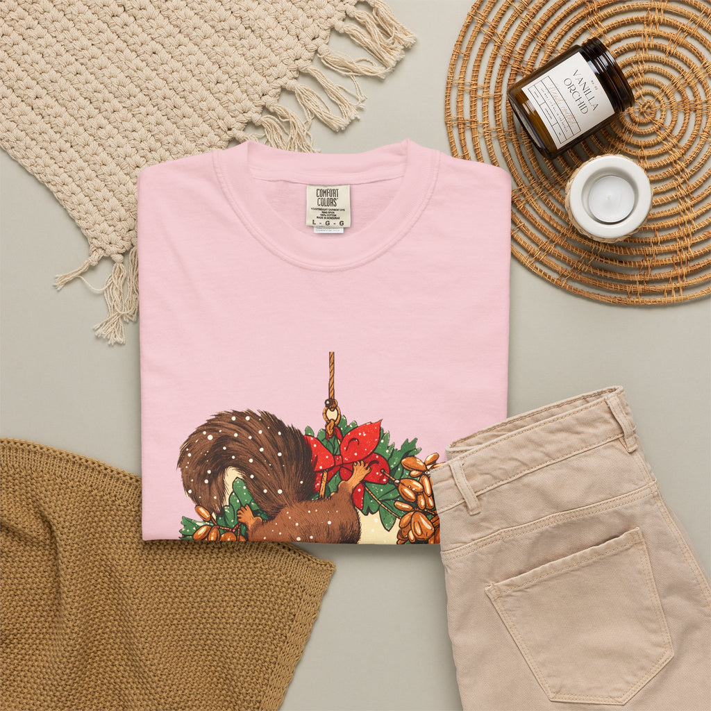 Wildlife Shirt - Squirrel Stealing Birdseed Wreath Tee