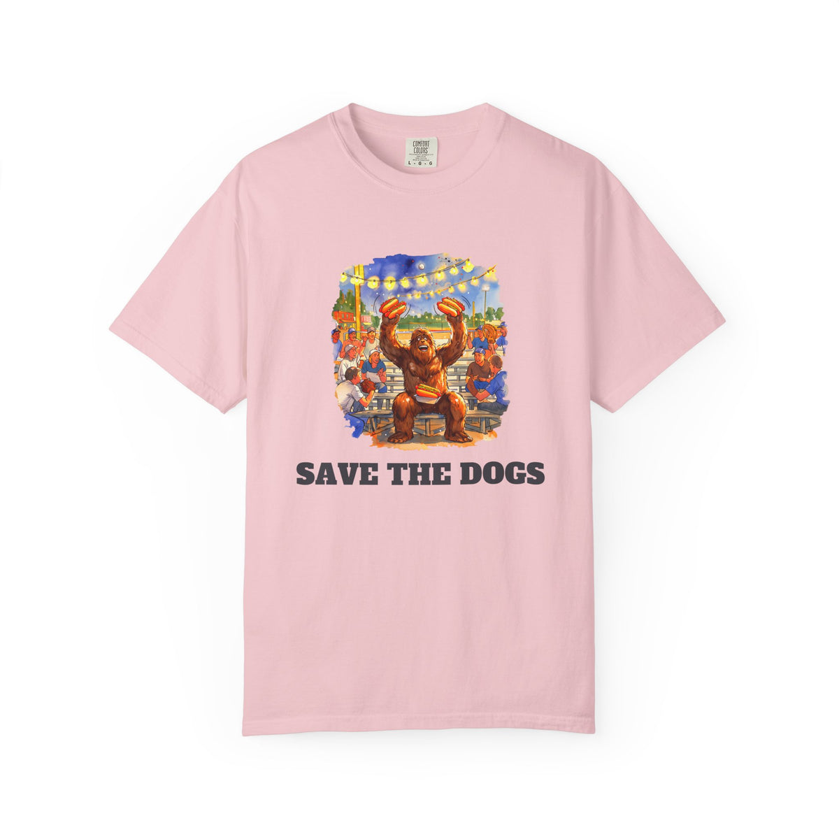 Save The Dogs funny baseball hot dog tee by Slow Sunday Tees - Comfort Colors unisex tee