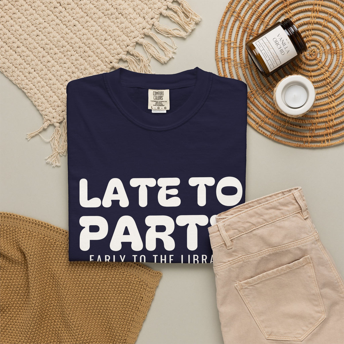 Book Lover Fall Shirt - Late to Party Early to the Library Tee