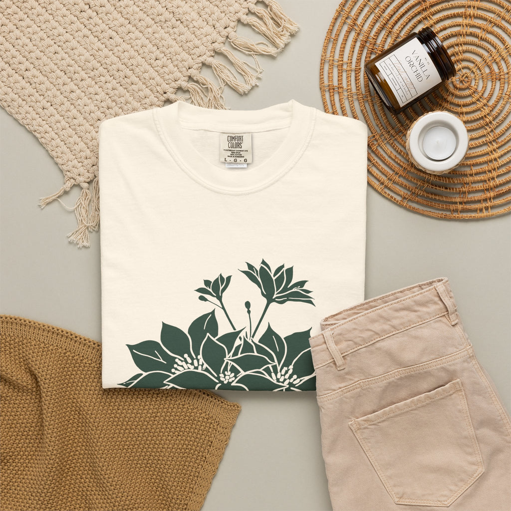 Botanical Illustration Christmas Shirt - Poinsettia Tee