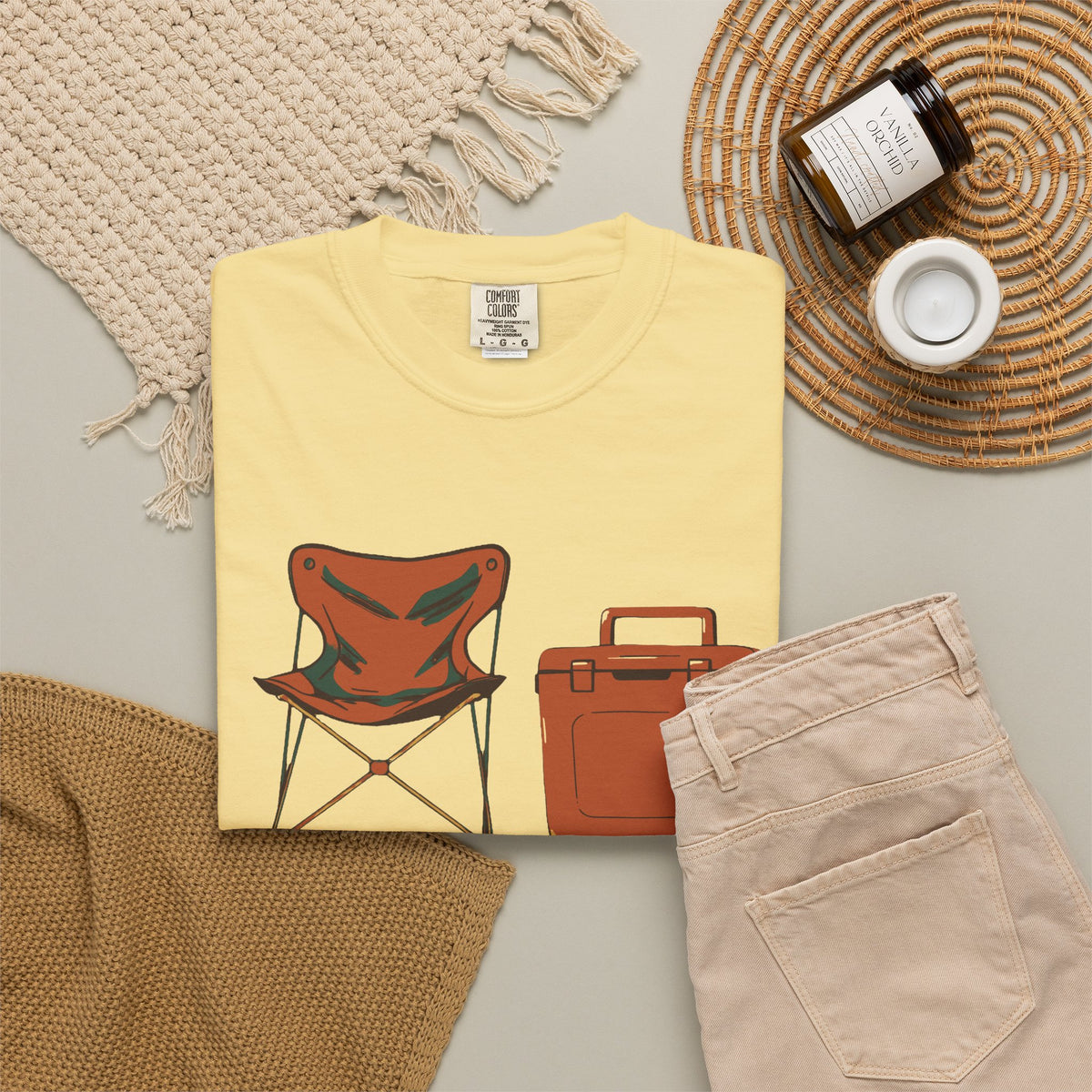 Tailgate Snacks Tee - Retro Camping Chair Cooler Graphic