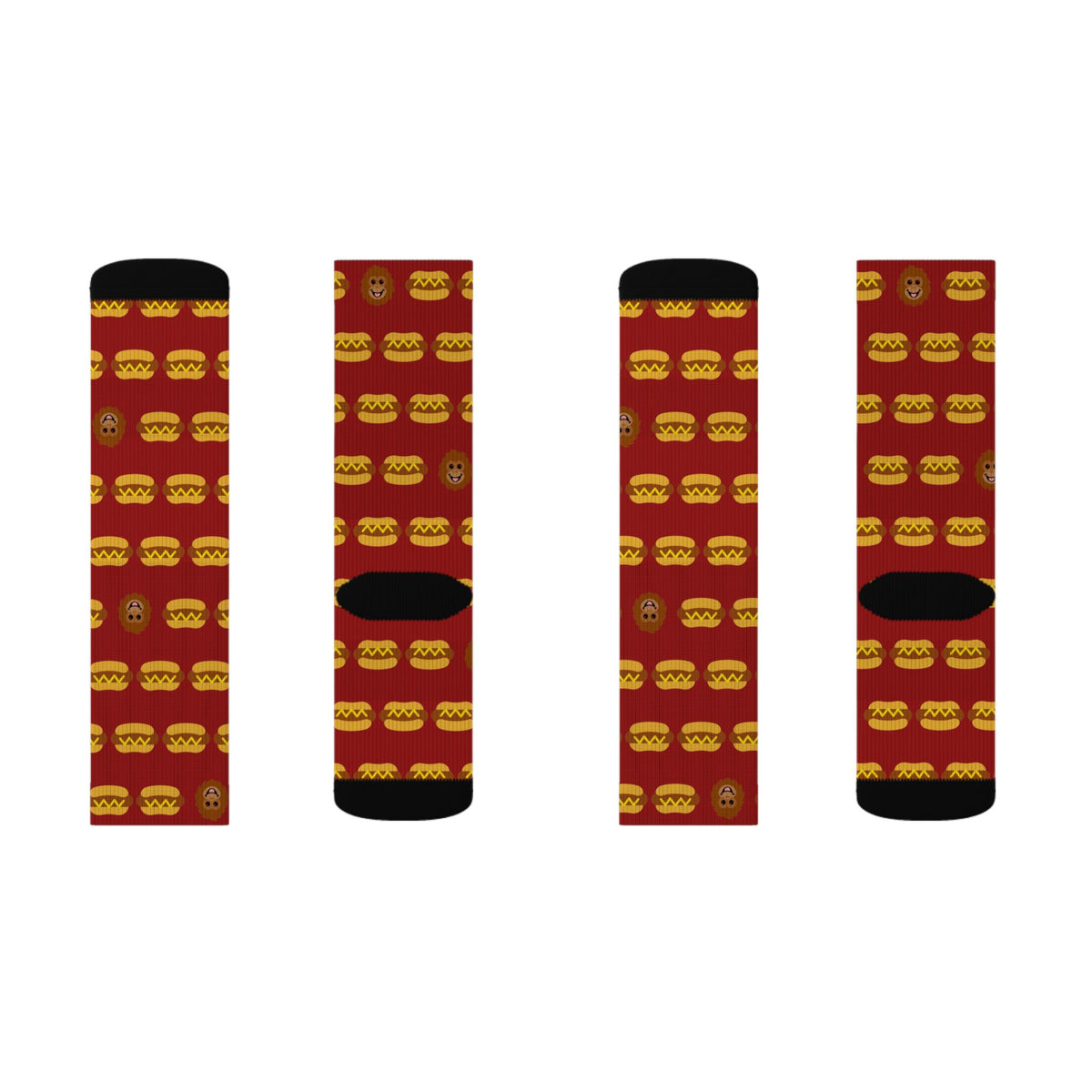 Hot dog socks by Slow Sunday Tees - The Full Roster all-over print with hidden Otis heads