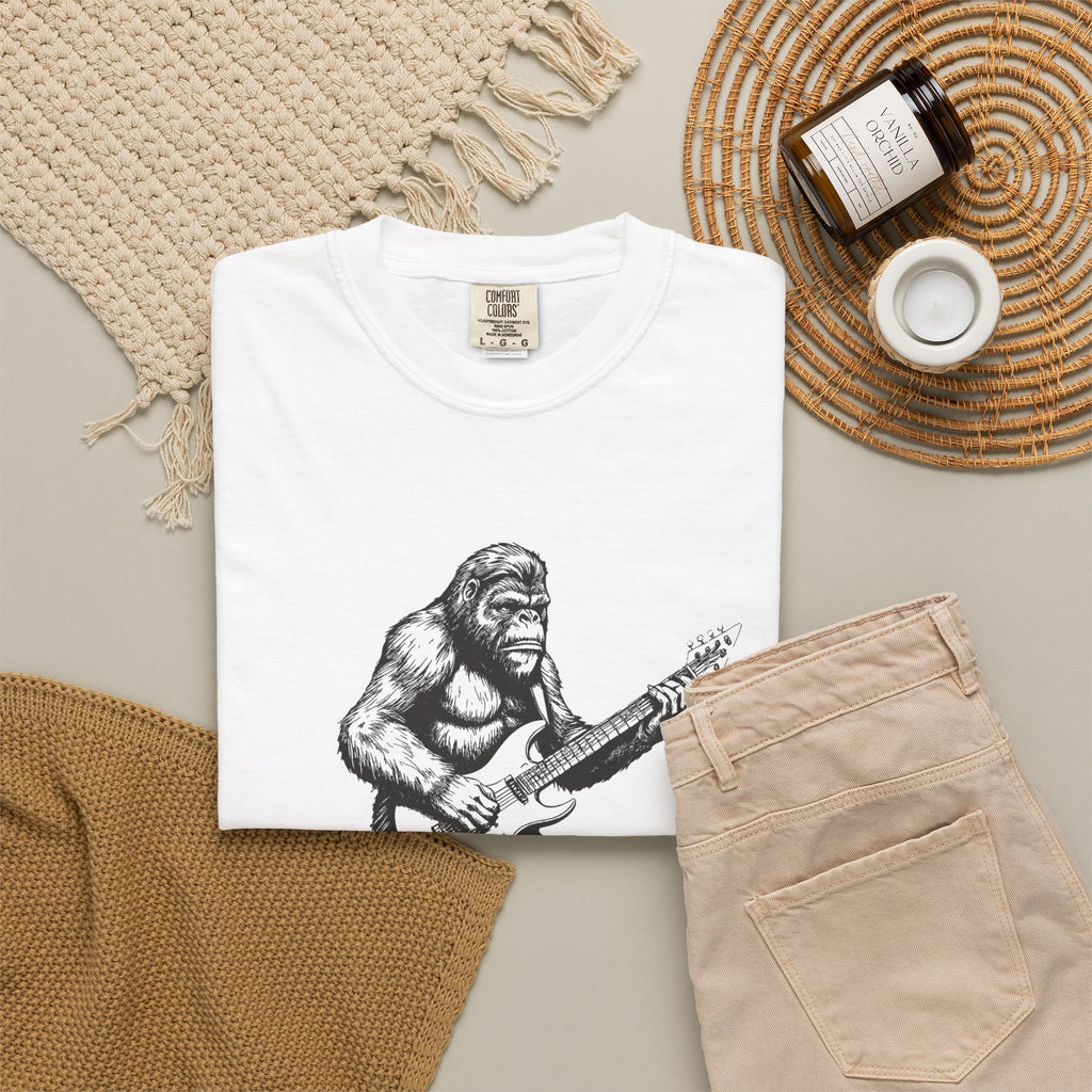 Sasquatch Shirt Funny Bigfoot Guitarist Cryptid Music Tee