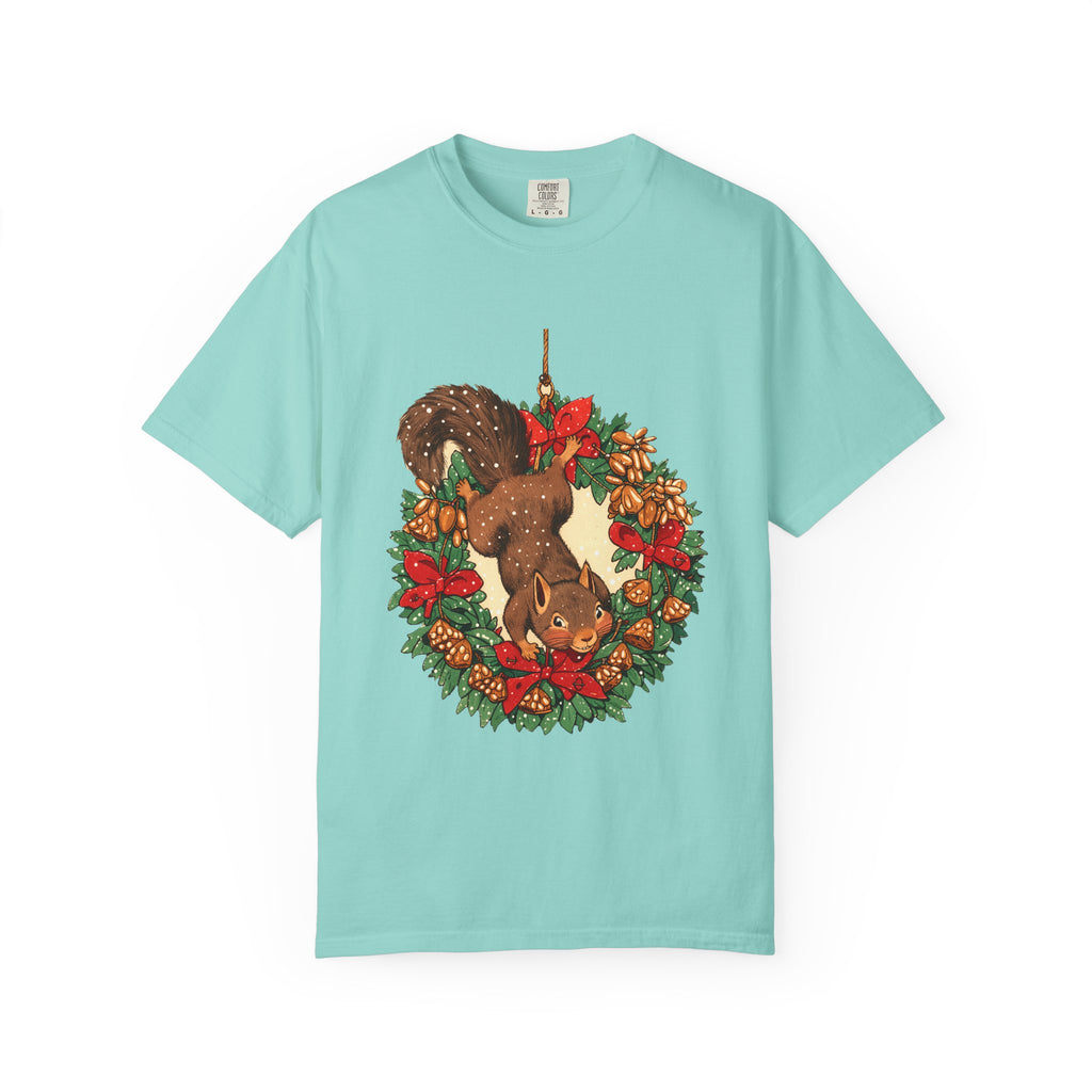 Wildlife Shirt - Squirrel Stealing Birdseed Wreath Tee