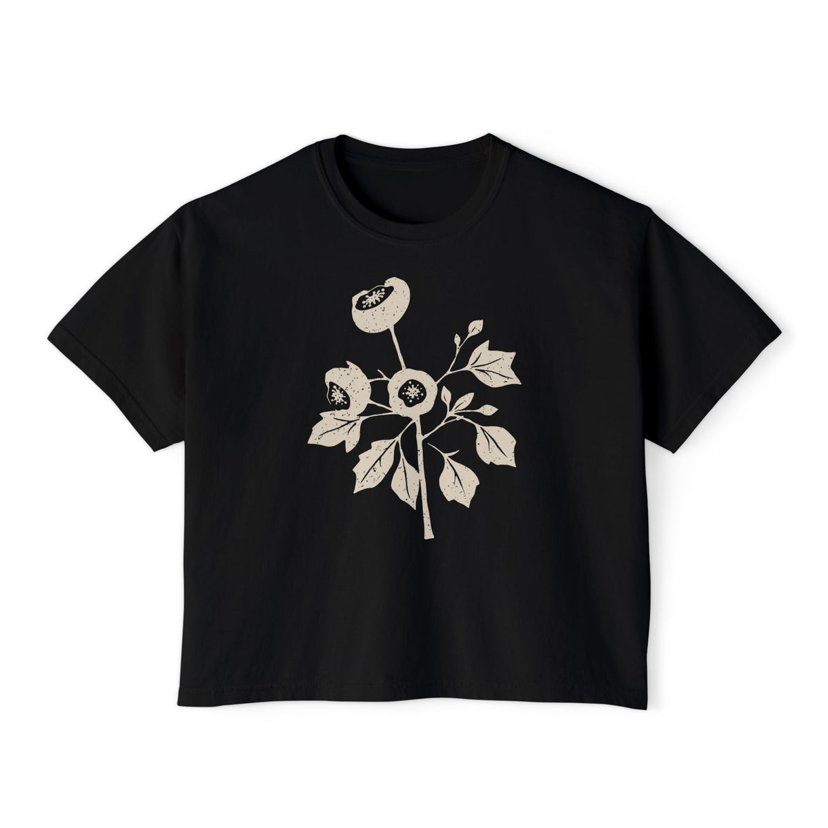 Women's Boxy Botanical Illustration Christmas Shirt - Mistletoe Tee