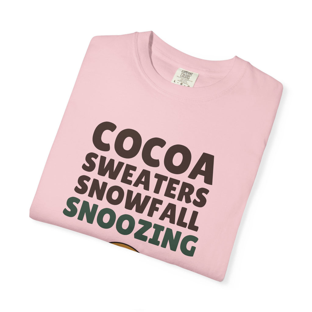 Cozy Christmas Shirt - Cocoa Sweaters Snowfall Snoozing Tee
