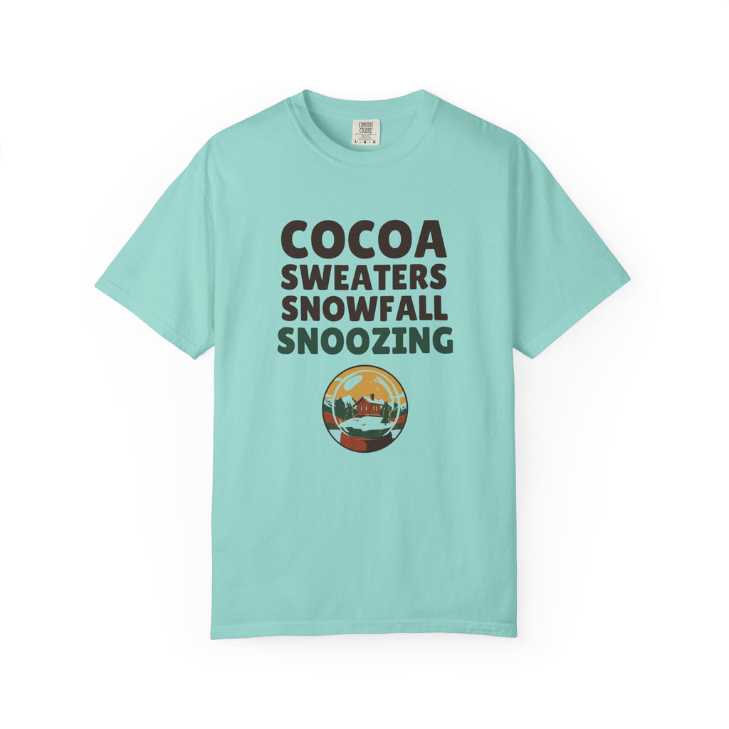 Cozy Christmas Shirt - Cocoa Sweaters Snowfall Snoozing Tee