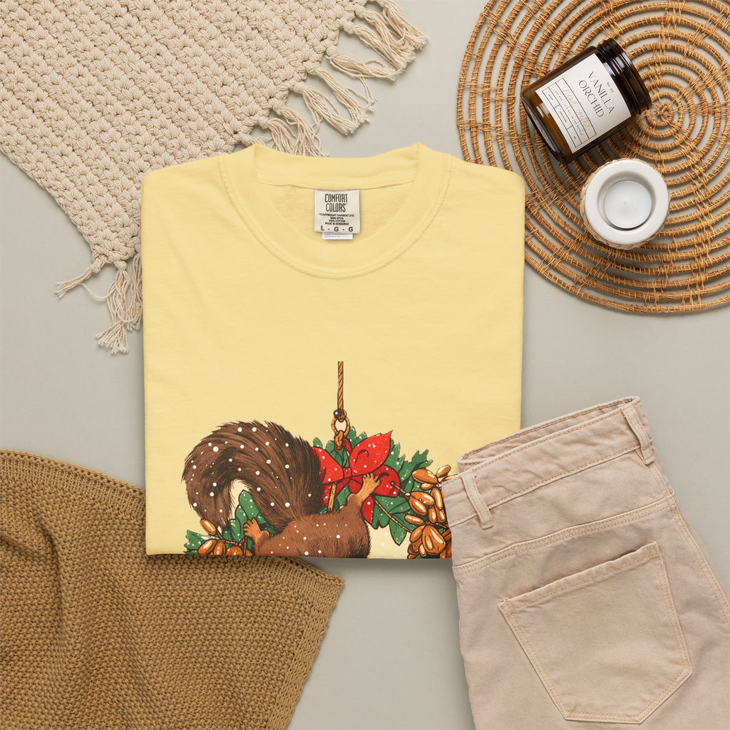 Wildlife Shirt - Squirrel Stealing Birdseed Wreath Tee