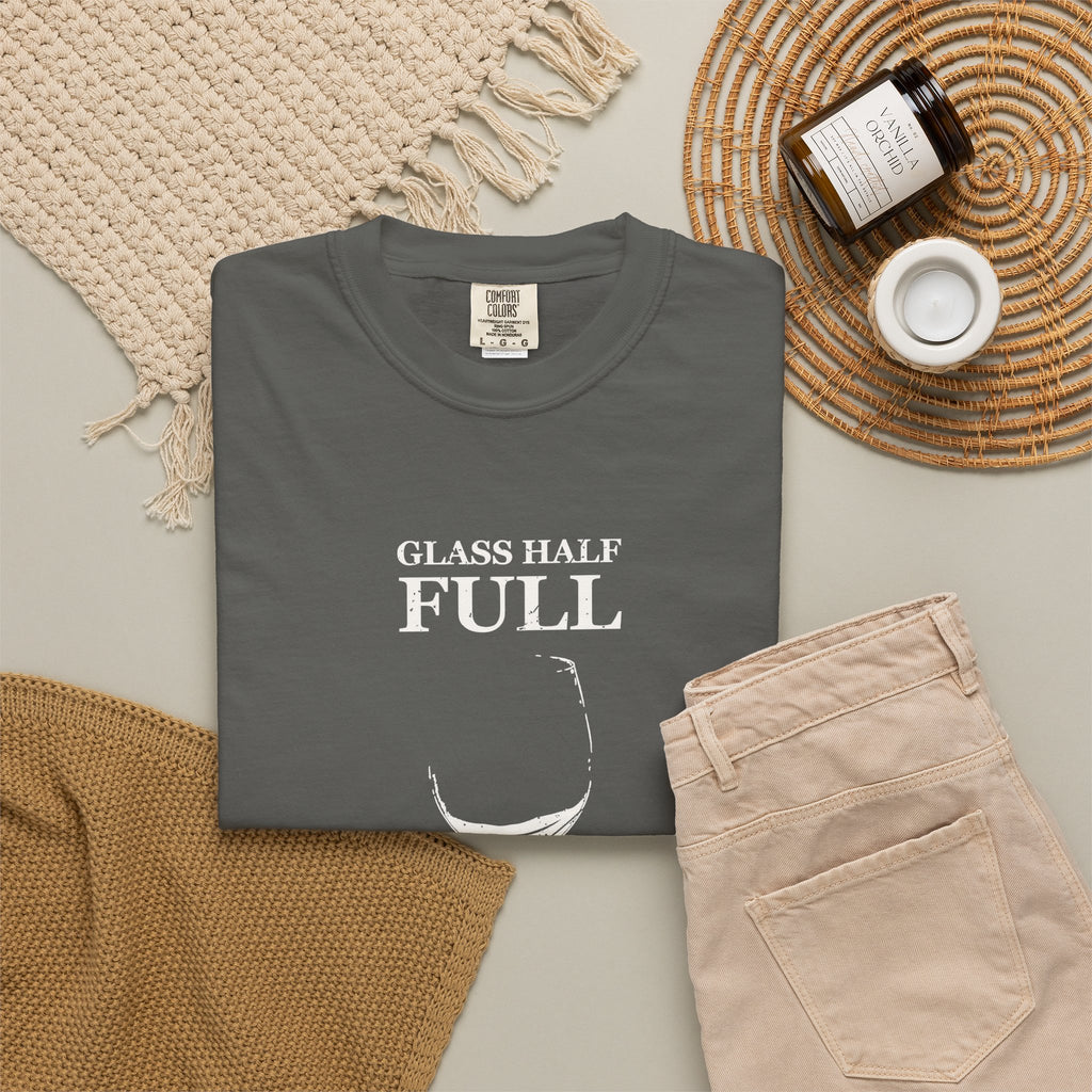 Glass Half Full for about a Minute Shirt Beer Drinker Tee