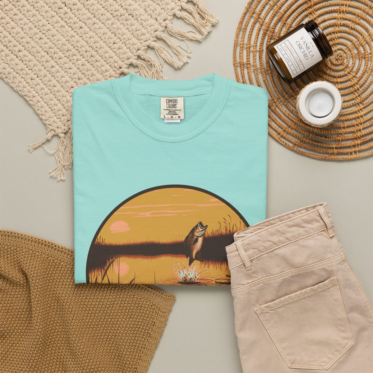 Bass Fishing Shirt - Bass Pond Wildflowers Tee