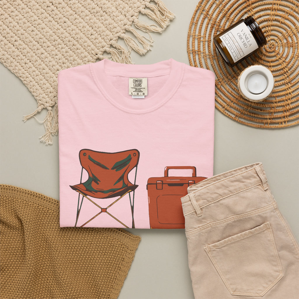 Tailgate Snacks Tee - Retro Camping Chair Cooler Graphic