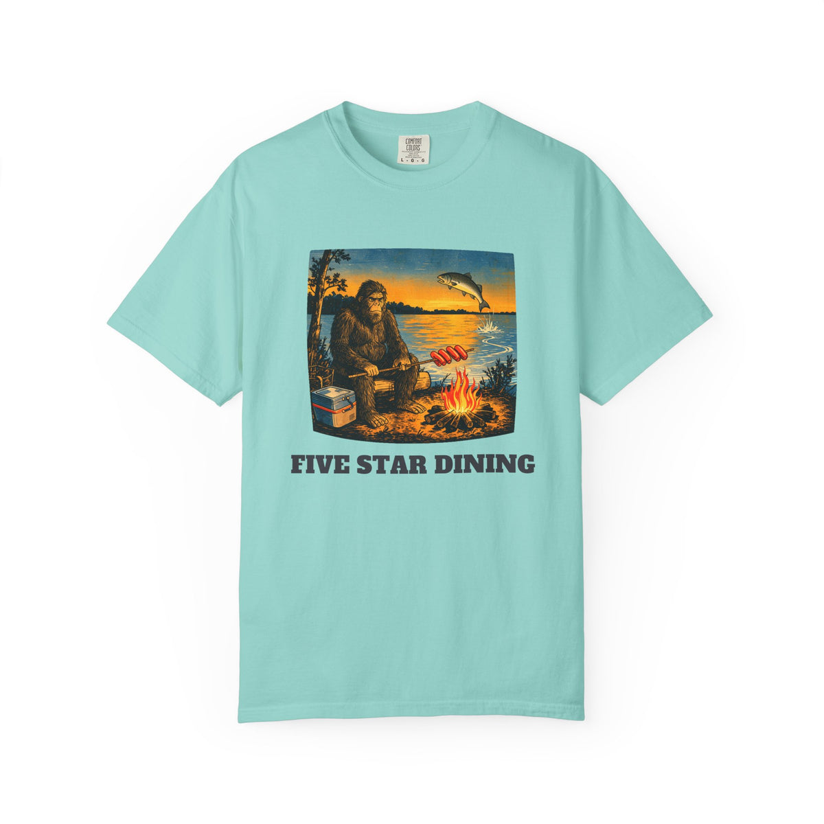 Five Star Dining hot dog camping tee by Slow Sunday Tees - Comfort Colors unisex tee