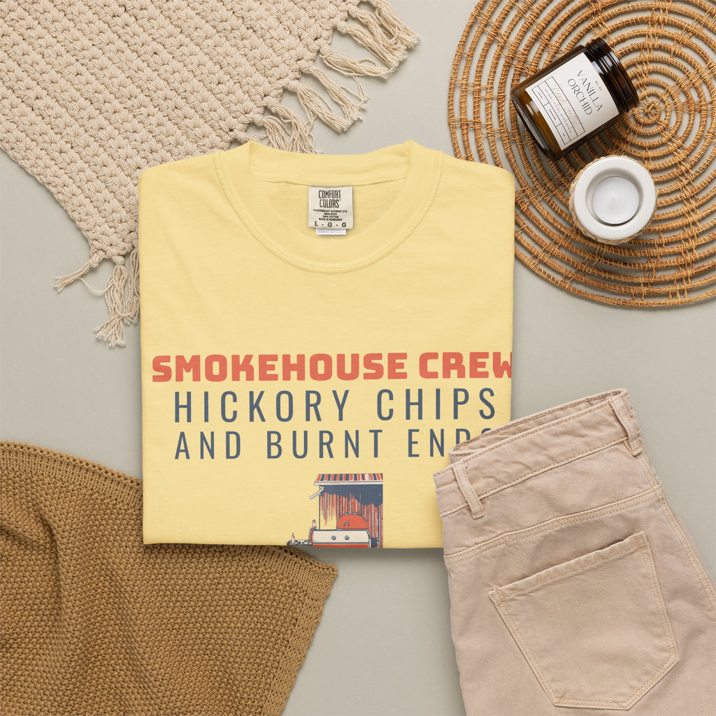 BBQ Host Shirt - Smokehouse Crew Hickory Chips and Burnt Ends Tee