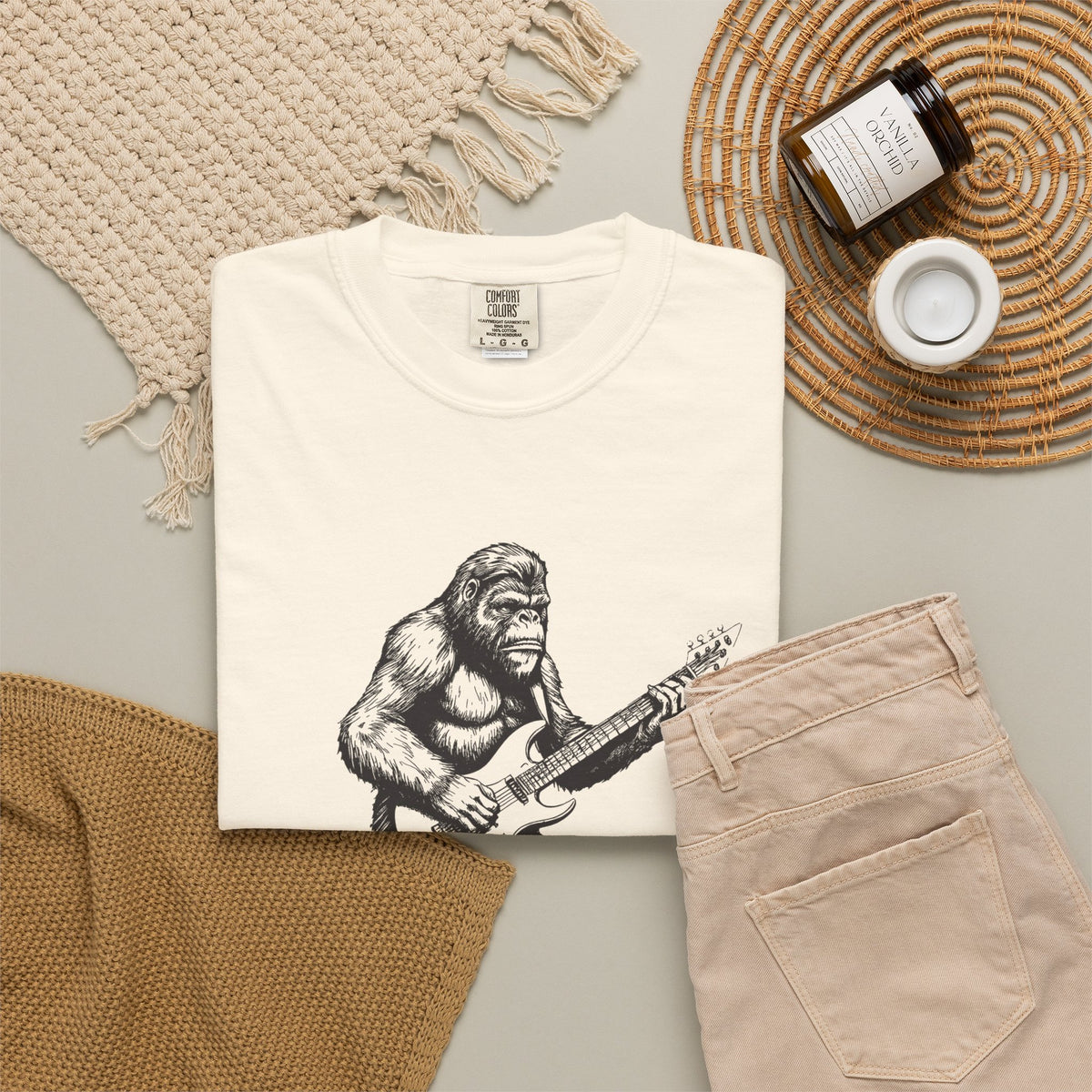 Sasquatch Shirt Funny Bigfoot Guitarist Cryptid Music Tee
