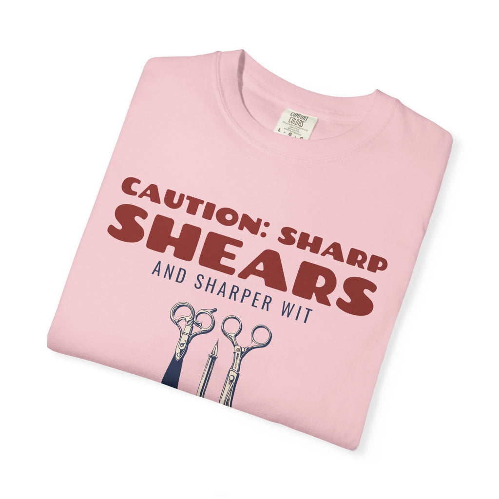 Funny Hairstylist Shirt - Caution: Sharp Shears and Sharper Wit