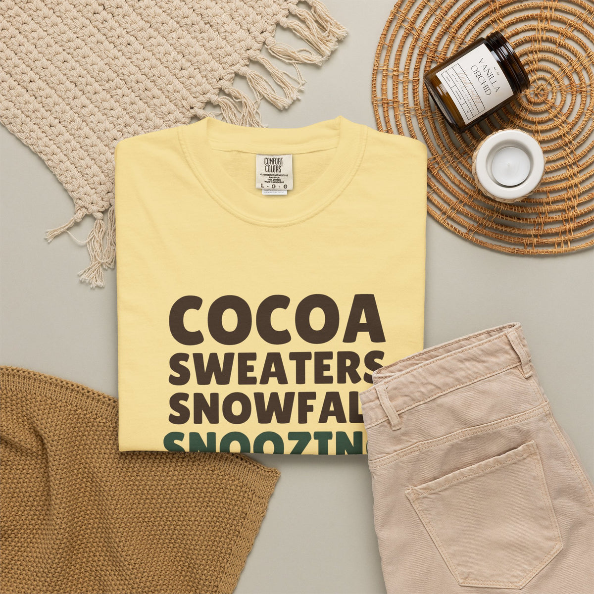 Cozy Christmas Shirt - Cocoa Sweaters Snowfall Snoozing Tee
