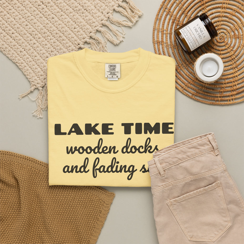 Lake Life Family Shirt - Lake Time Wooden Docks and Fading Sun