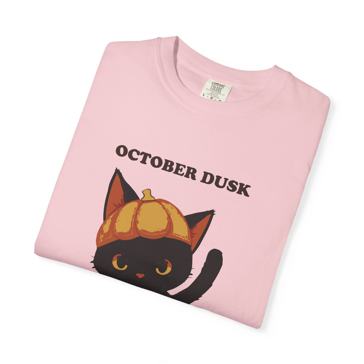 October Dusk Cat Tee - Pumpkin Costume Glowing Eyes