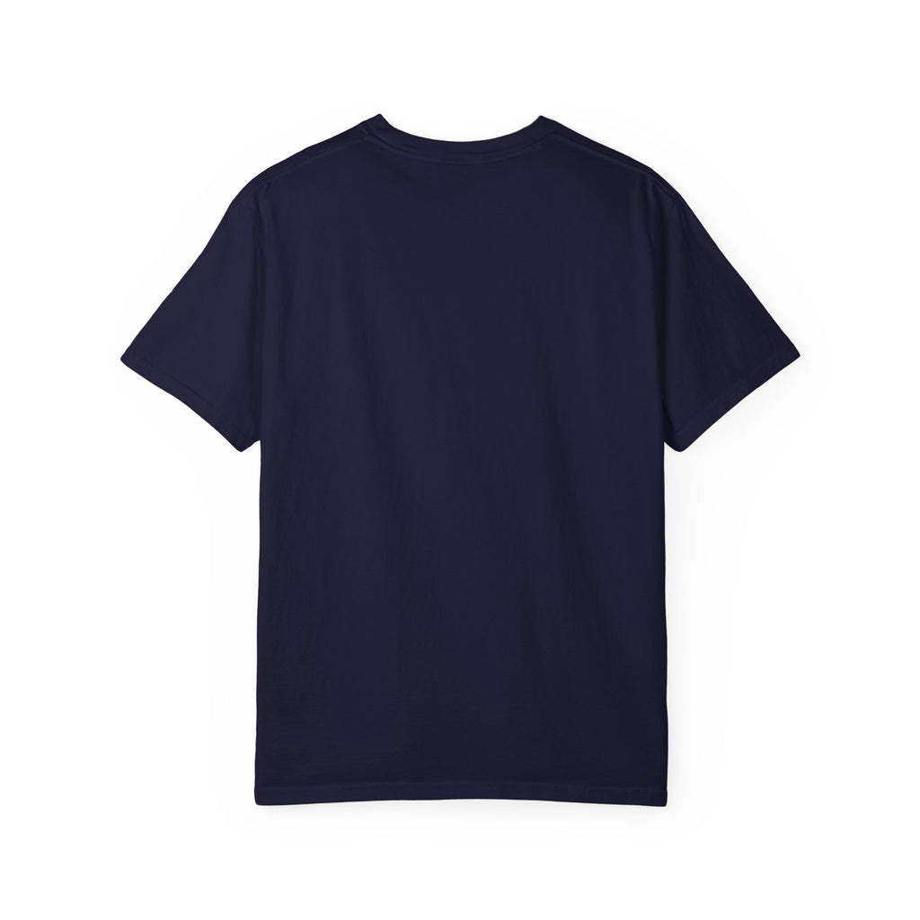 Back of the I Have Feelings I'm Processing Them Slowly tee in True Navy — plain Comfort Colors unisex T-shirt, no print on the back
