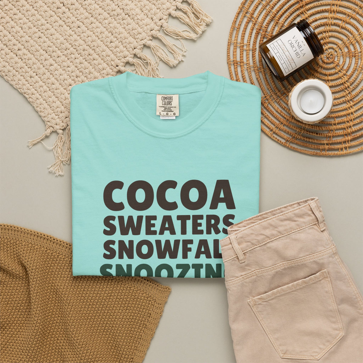 Cozy Christmas Shirt - Cocoa Sweaters Snowfall Snoozing Tee