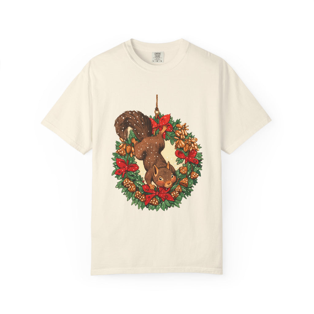 Wildlife Shirt - Squirrel Stealing Birdseed Wreath Tee