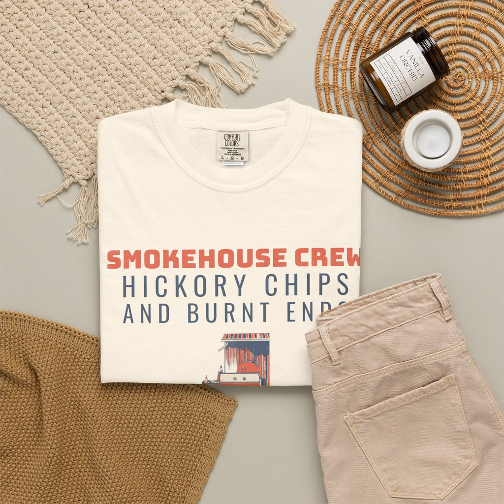 BBQ Host Shirt - Smokehouse Crew Hickory Chips and Burnt Ends Tee