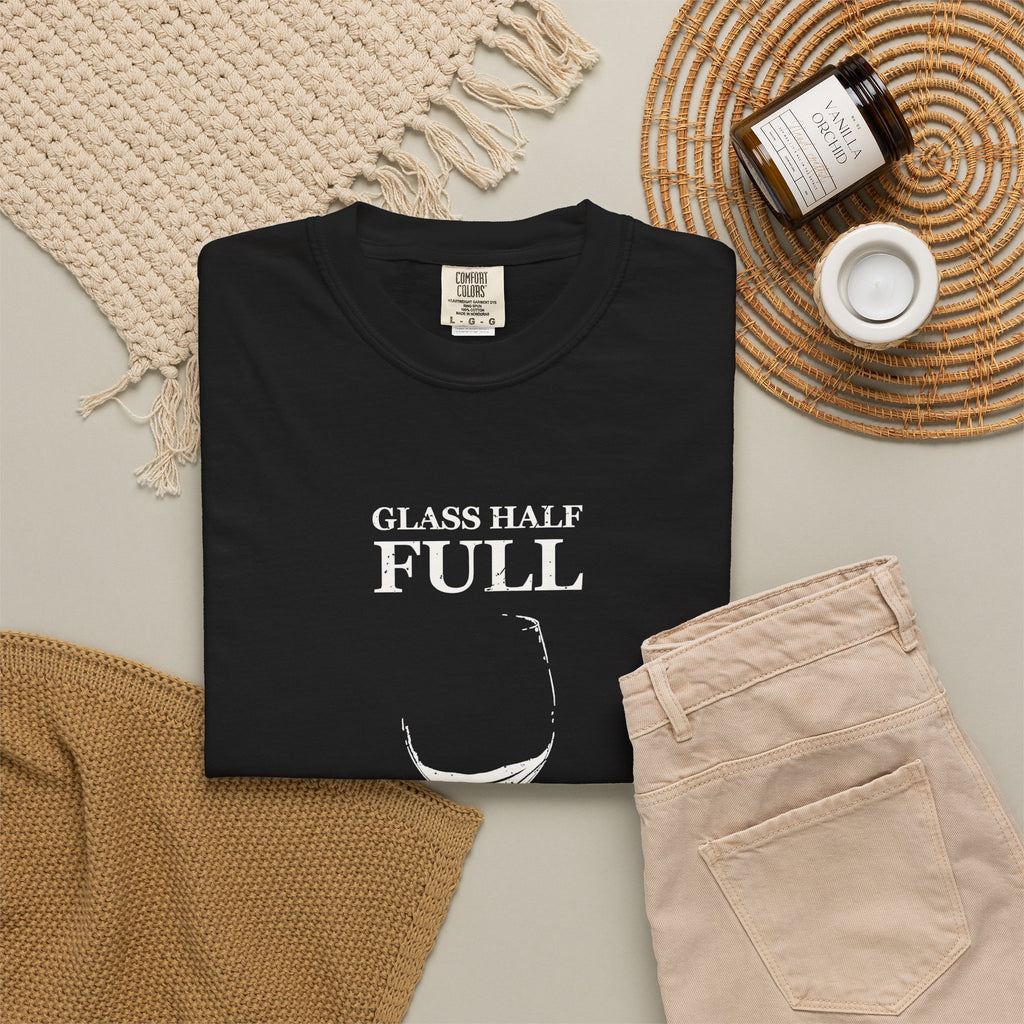 Glass Half Full for about a Minute Shirt Beer Drinker Tee