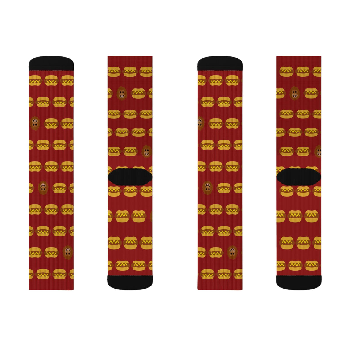 Hot dog socks by Slow Sunday Tees - The Full Roster all-over print with hidden Otis heads