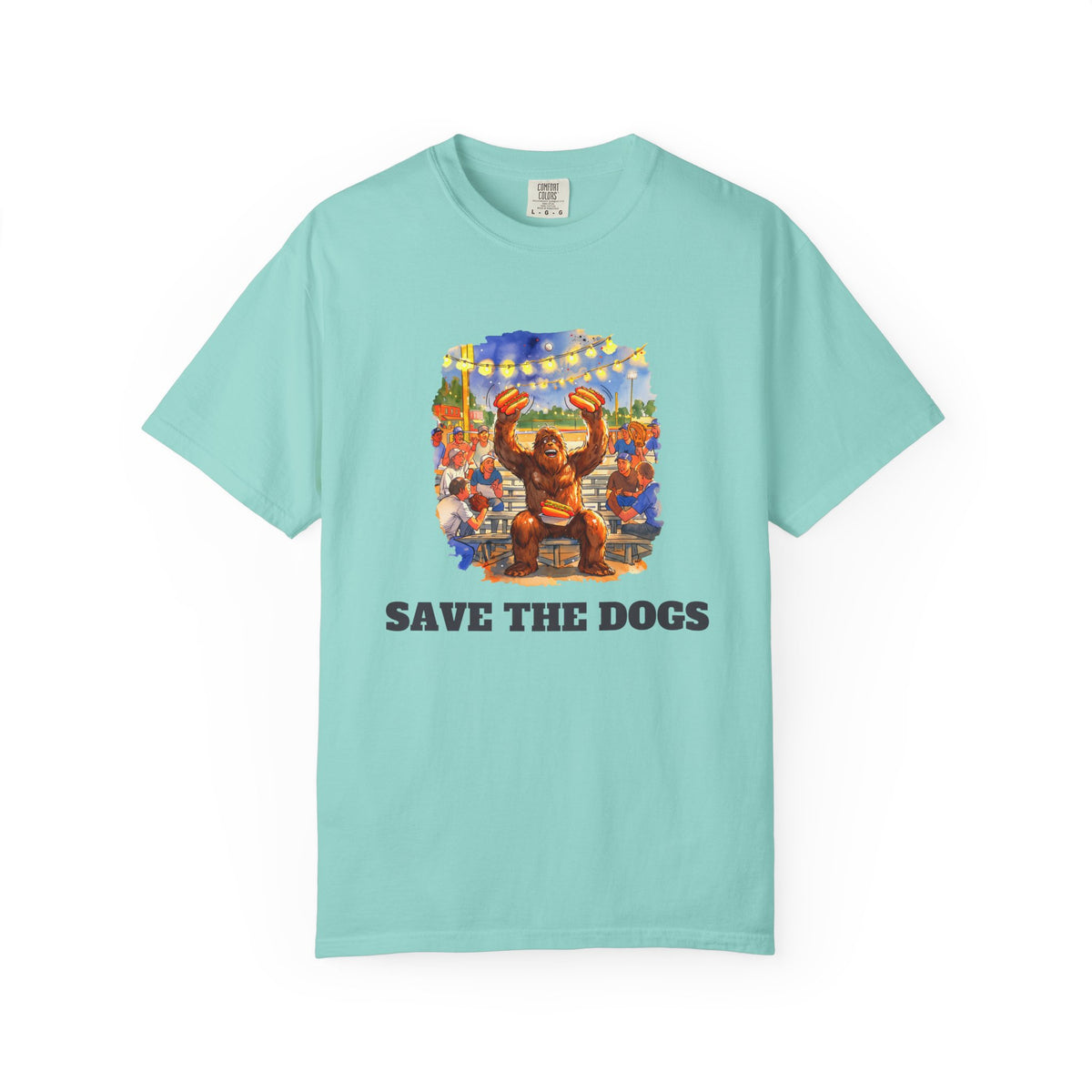 Save The Dogs funny baseball hot dog tee by Slow Sunday Tees - Comfort Colors unisex tee