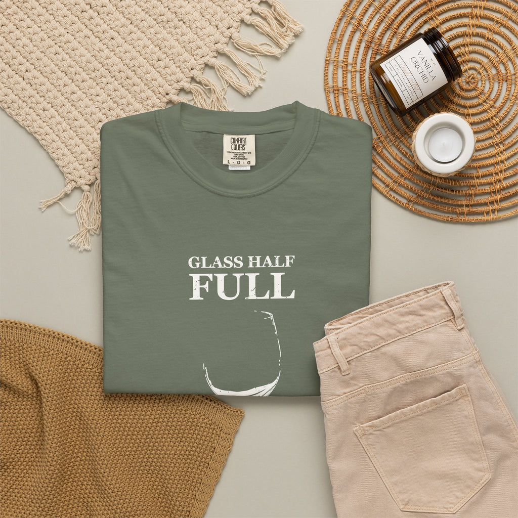 Glass Half Full for about a Minute Shirt Beer Drinker Tee