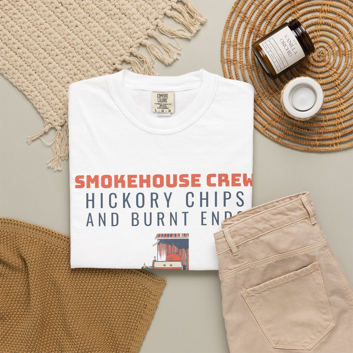 BBQ Host Shirt - Smokehouse Crew Hickory Chips and Burnt Ends Tee