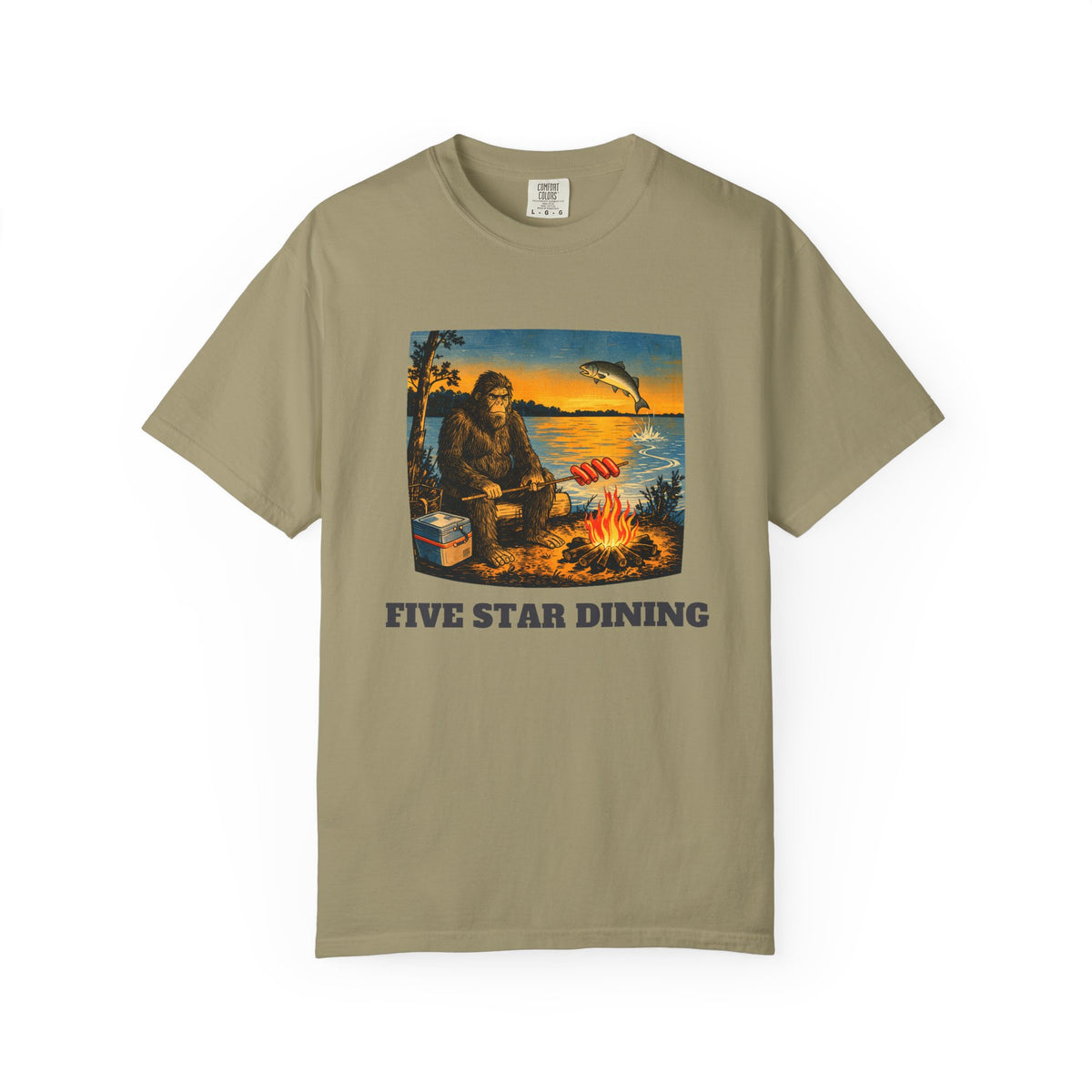 Five Star Dining hot dog camping tee by Slow Sunday Tees - Comfort Colors unisex tee