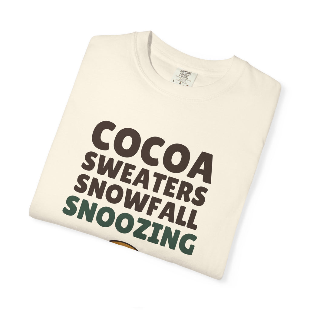 Cozy Christmas Shirt - Cocoa Sweaters Snowfall Snoozing Tee