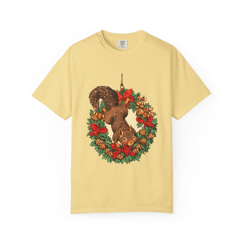 Wildlife Shirt - Squirrel Stealing Birdseed Wreath Tee