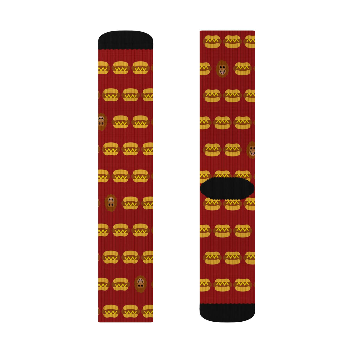 Hot dog socks by Slow Sunday Tees - The Full Roster all-over print with hidden Otis heads