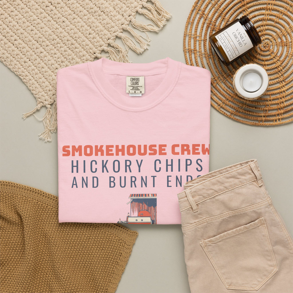BBQ Host Shirt - Smokehouse Crew Hickory Chips and Burnt Ends Tee