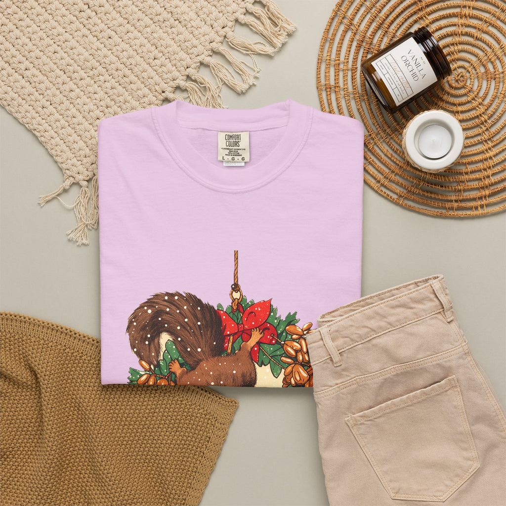 Wildlife Shirt - Squirrel Stealing Birdseed Wreath Tee