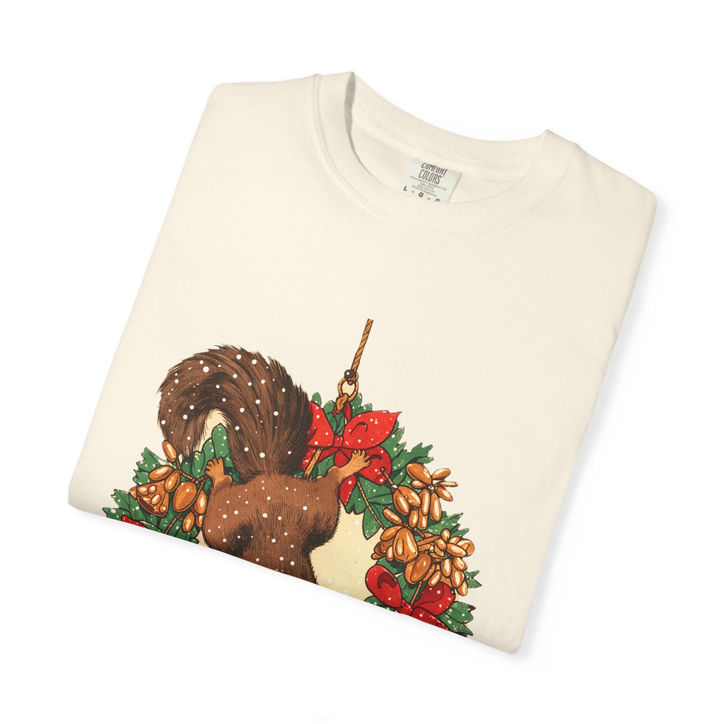 Wildlife Shirt - Squirrel Stealing Birdseed Wreath Tee