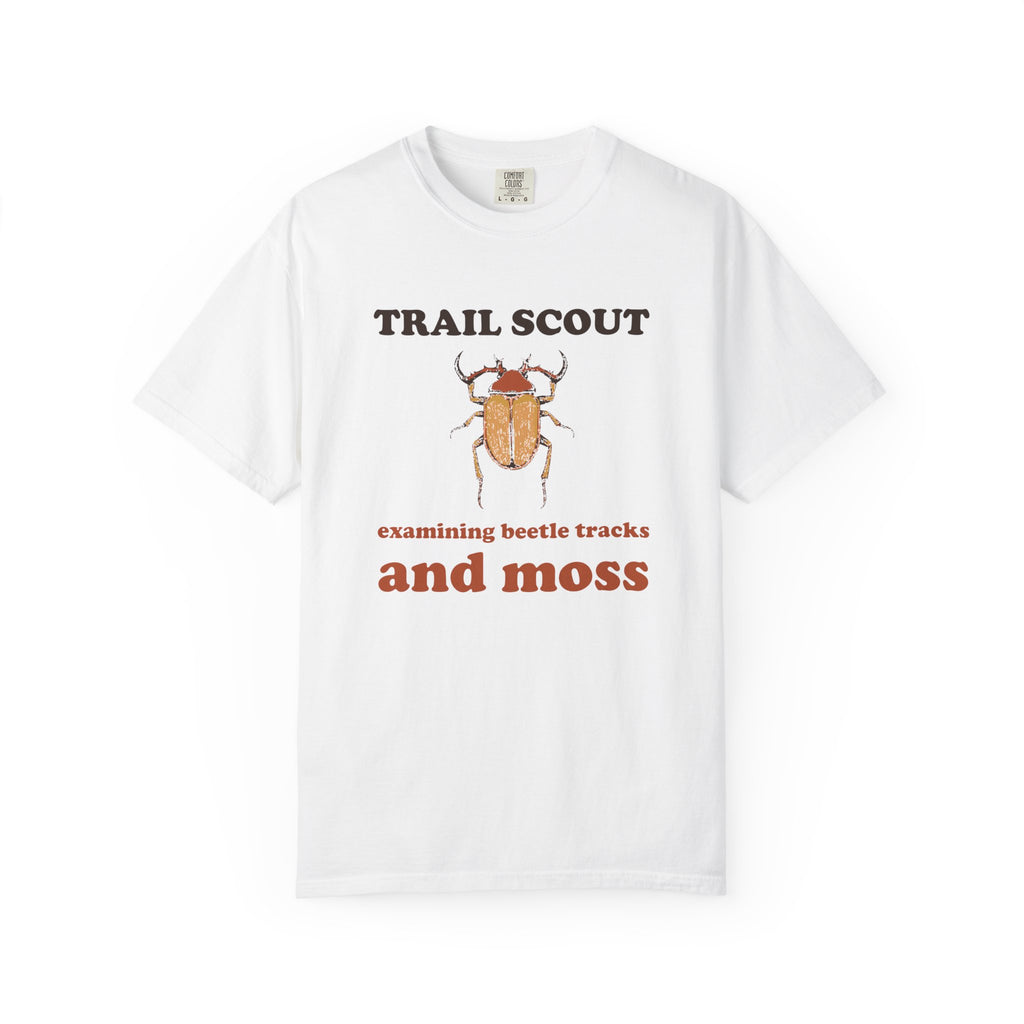 Nature Lover Shirt - Trail Scout Examining Beetle Tracks and Moss Tee